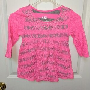 Justice Pink Lace Kids Blouse with Studs